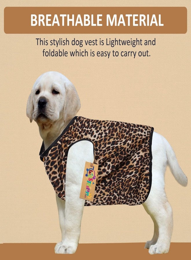 ويستيرن إرا تيشيرت قطني ناعم للكلاب بتصميم مستوحى من العصر الغربي | ملابس مريحة وجيدة التهوية للكلاب | طقم أنيق بدون أكمام للحيوانات الأليفة (بنقشة جلد النمر) (صغير) (14 بوصة) - Image 2